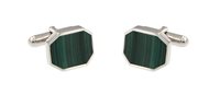 Cufflinks Man in Silver Malachite 444 MAL GEM